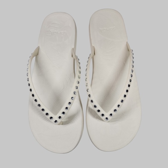 Sanuk NWOT Funshine Gem Crystal Coral Studded Women's Sandals Flip Flop Size 10 - Picture 5 of 7